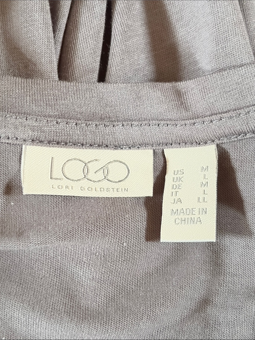 LOGO by Lori Goldstein Long Sleeve V-Neck Ruffle Hem Tunic Top - Gray, med - Picture 5 of 6